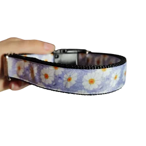 White Flowers Nylon Dog Collar