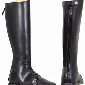 Women's Leather Field Boots - TuffRider Short Baroque Back Zipper Riding Boots - Black