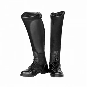 Women's Quilted Winter Field Boots - Insulated Neoprene Riding Boots for Cold Weather - Black