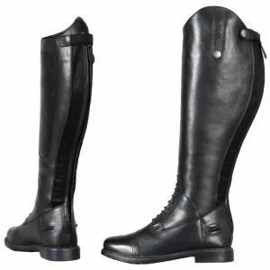 Women's Wide Calf Field Boots - TuffRider Plus Rider Leather Riding Boots with Memory Foam - Black