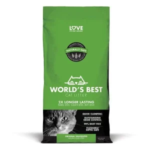 World's Best Cat Litter Green Bag Clumping Litter Cat Litter - 8 lb Bag - Case of 3