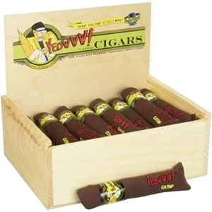 Yeowww! Catnip Cigars in Wooden Box with Slide Top Lid - 7 in, 24 ct