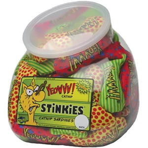 Yeowww! Fish Bowl with School of Stinkies Catnip Cat Toy - Multi-Color Display, 51 ct