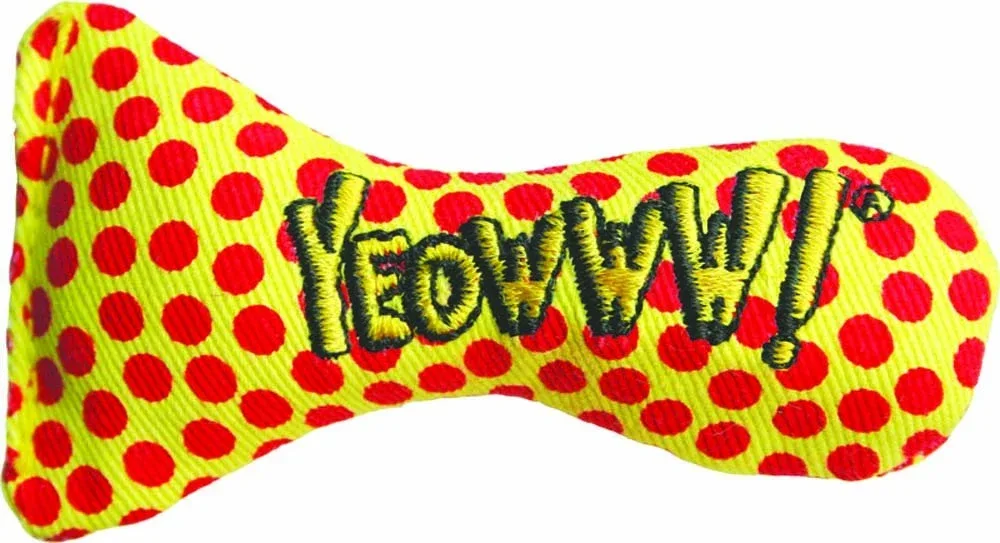 Yeowww Stinkies Catnip Cat Toy, Yellow, Red, 3 in