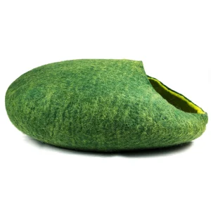 Yeti Green Wool Cat Cave & Convertible Bed