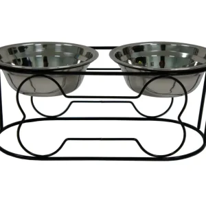 YML Wrought Iron Stand with Double Stainless Steel Feeder Bowls
