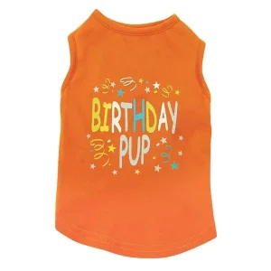 Zack & Zoey Birthday Pup Dog Tank Top - Orange, X-Small to X-Large