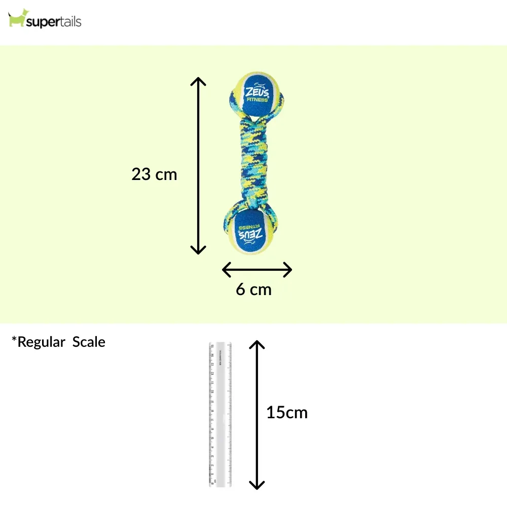 Zeus Double Tennis Ball Rope Dumbbell Toy for Dogs (Blue) - Image 2