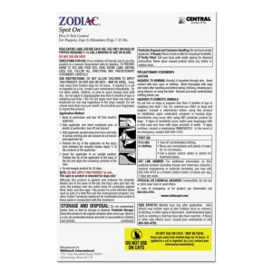 Zodiac Spot On Flea Tick Control Puppies, Toys And Miniature Dogs, 715 lb, 4 ct