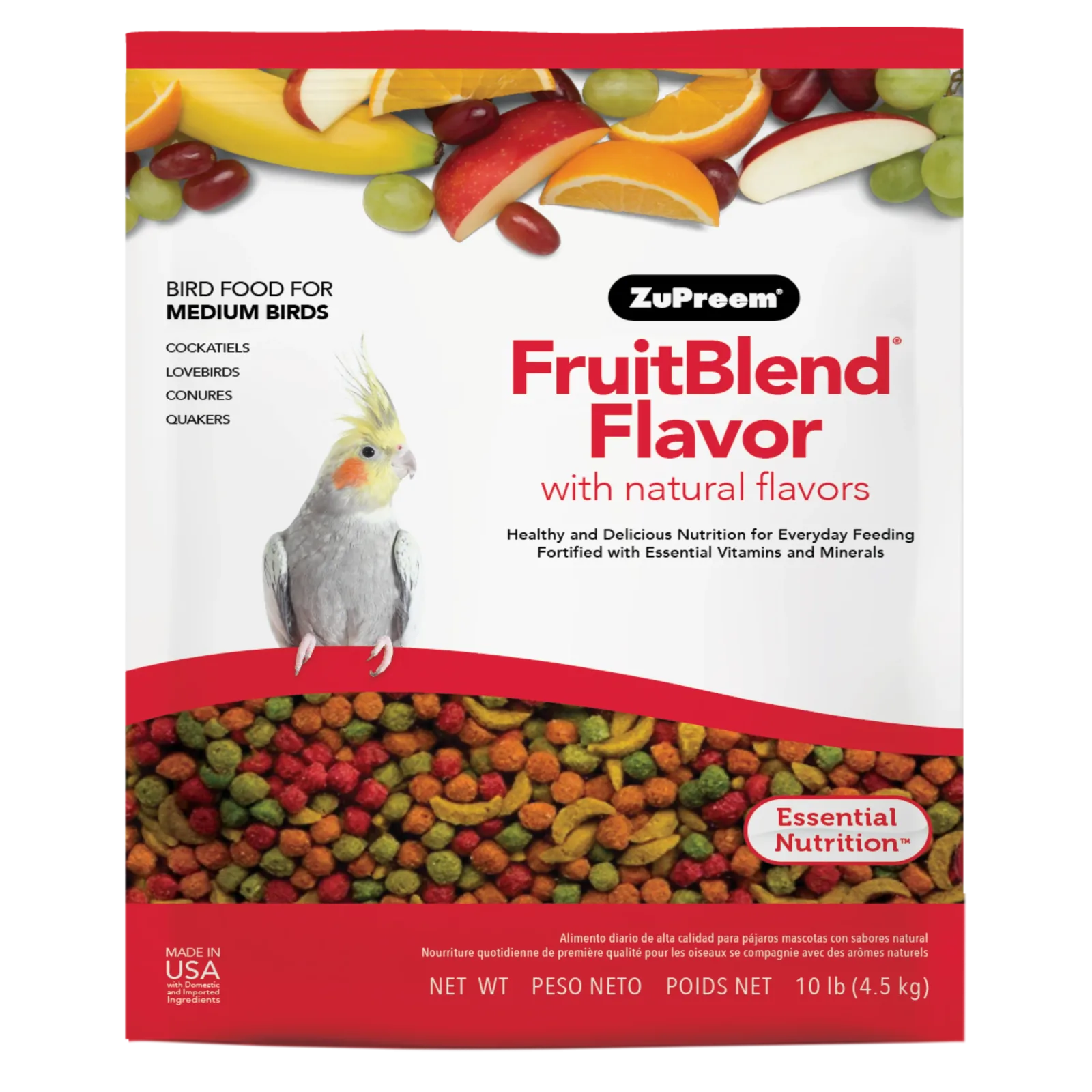 ZuPreem FruitBlend Bird Food Medium Birds 10 lb