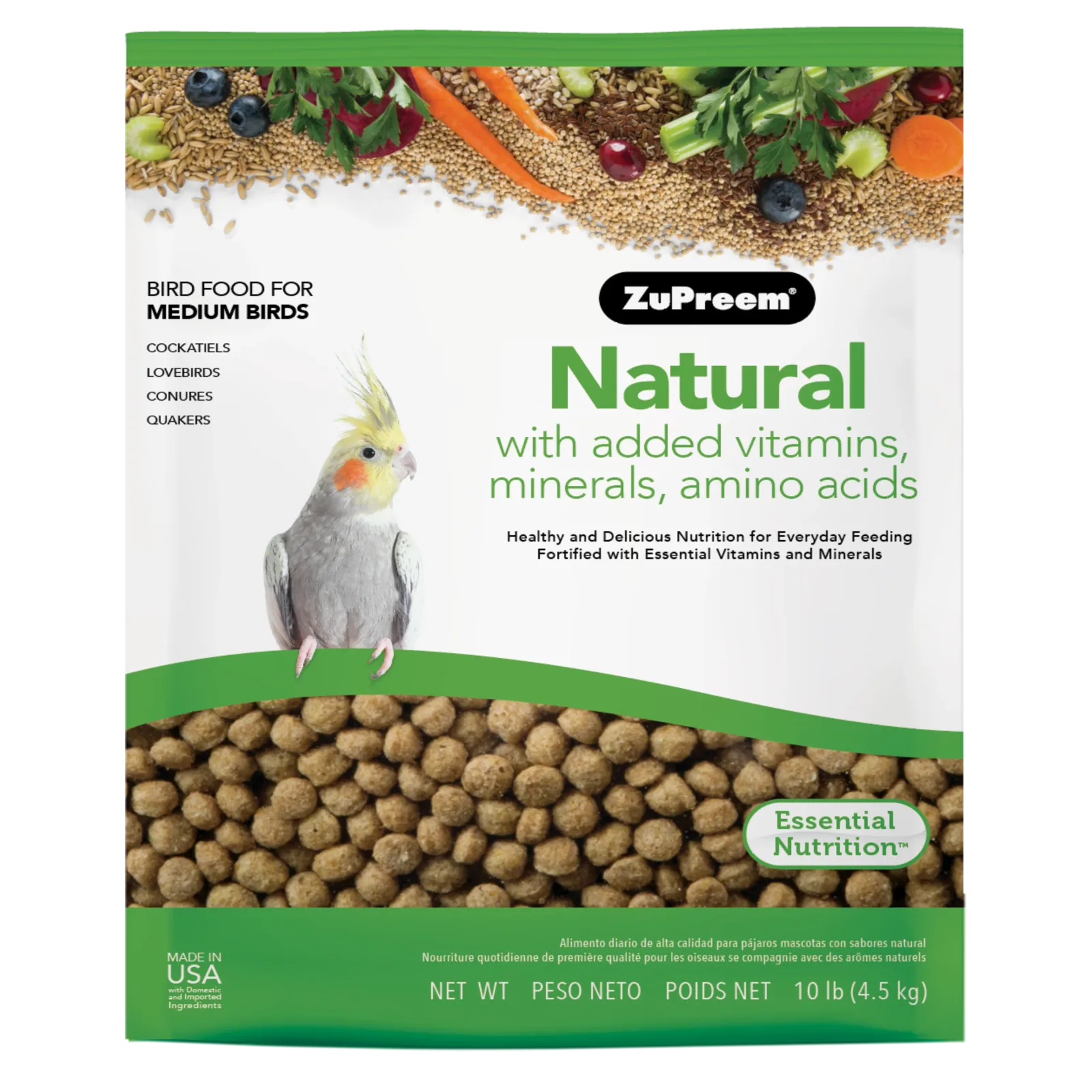 ZuPreem Natural Bird Food Cockatiels 10 lb